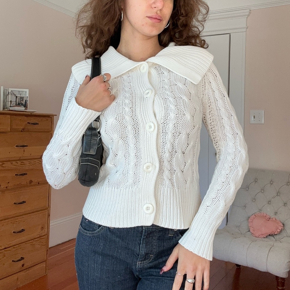 White knit sweater, vintage 90s